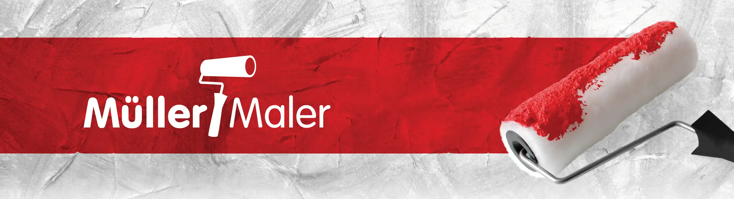 Müller Frank Malermeister Logo Spachtelarbeit Weiß, Rot, Schwarz